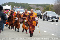 The monks are on their way to their lunch break on the other side of the bridge over Jordan Lake...