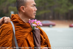 The monks are on their way to their lunch break on the other side of the bridge over Jordan Lake...